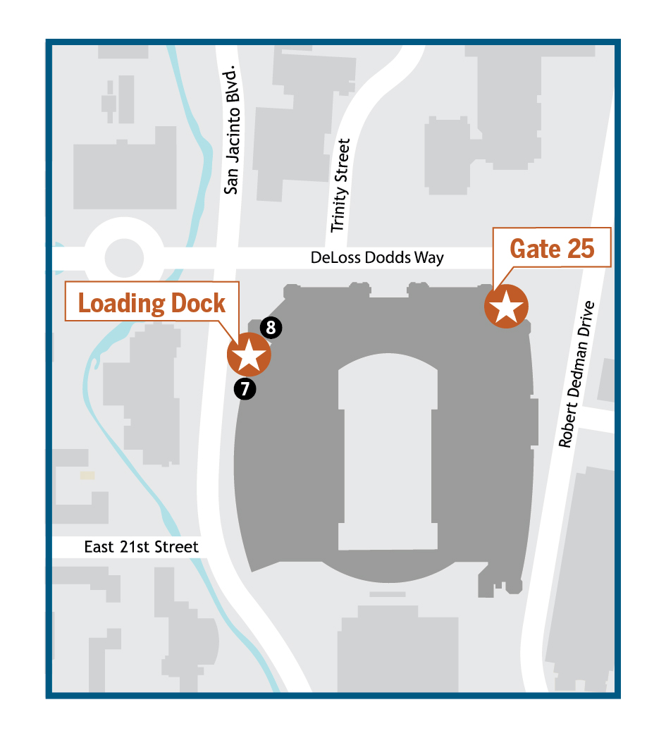 Map of DKR-TMS Stadium with Marshaling areas highlighted with a star