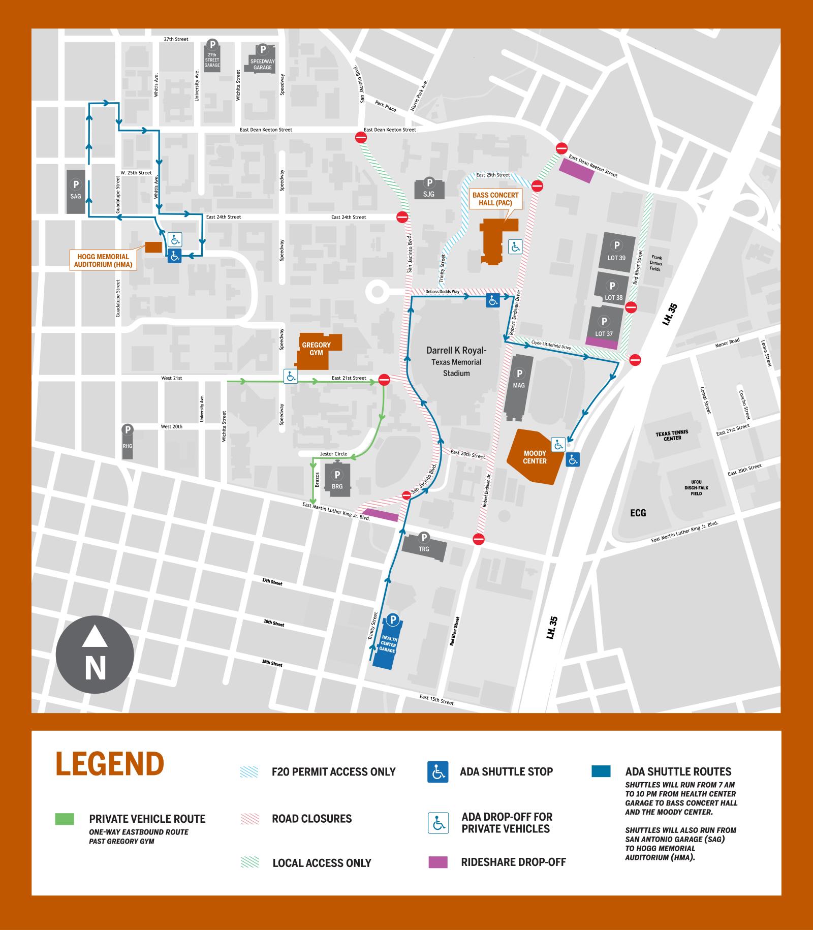 Commencement Parking Map | Friday, May 9