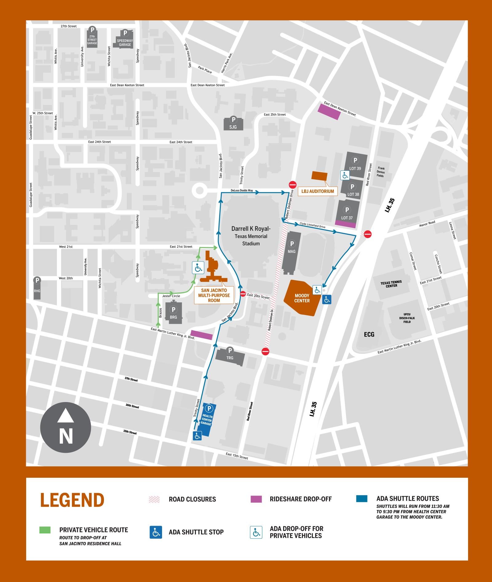 Commencement Parking Map | Thursday, May 8