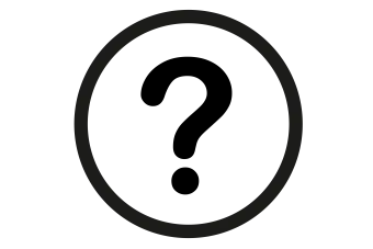 Black circle with black question mark in the middle