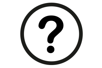 Black circle with black question mark in the middle