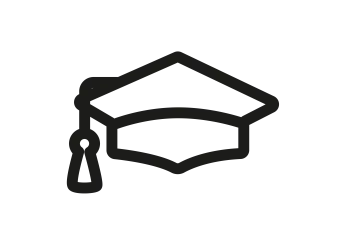 black outline of a mortarboard cap