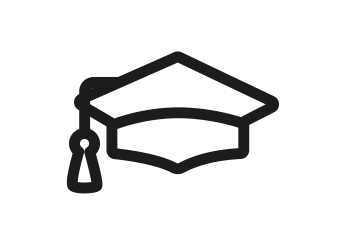 black outline of a mortarboard cap